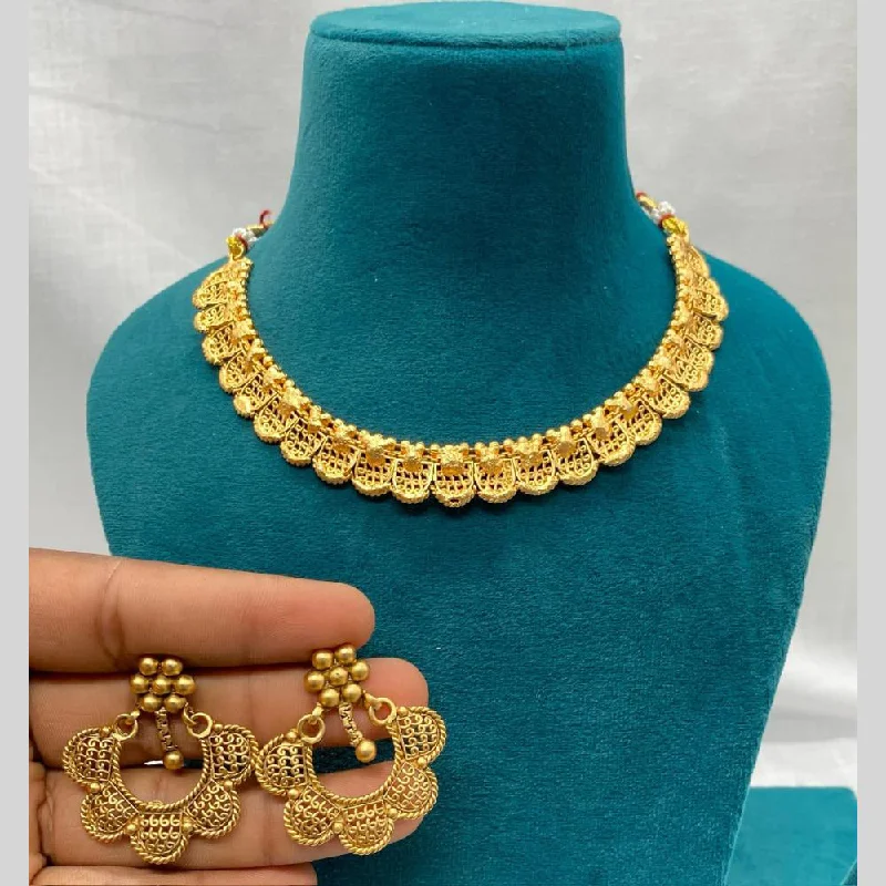 Gemstone Drop Necklace-Royal Kundan Jewellery Gold Plated Necklace Set