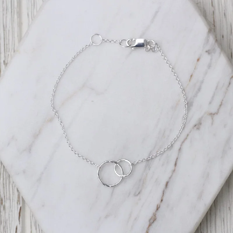 Classic Chain Link Bracelets-Sterling Silver Two Circle Bracelet