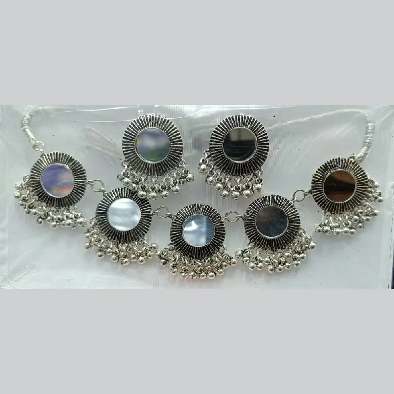 Vintage Pearl Necklace-Manisha Jewellery Oxidised Plated Mirror And Ghungroo Choker Necklace Set