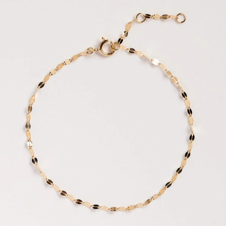 Stackable Charm Bracelets-Solid Gold Bold Sparkle Link Chain Bracelet