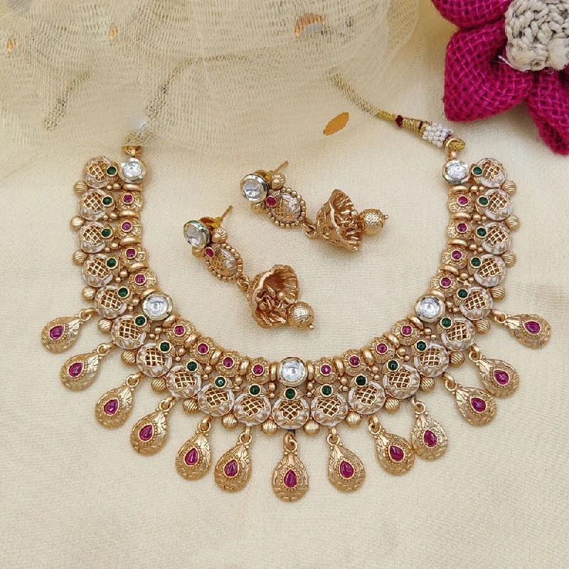 Pearl and Diamond Necklace-Jewel Addiction Copper Gold Pota Stone Necklace Set