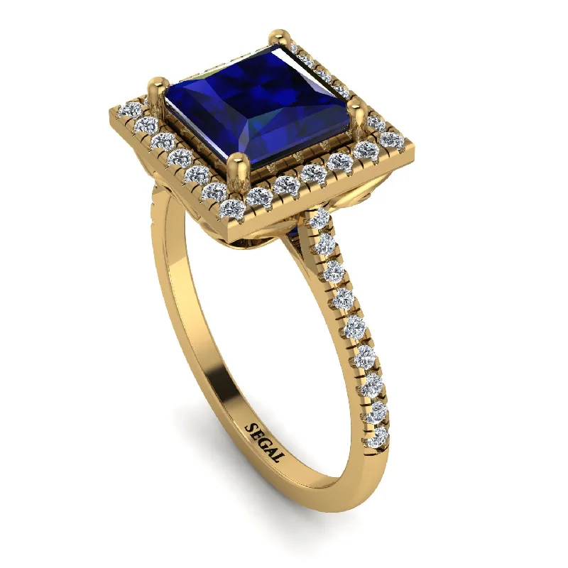 Personalized Wedding Ring-Gorgeous Princess Cut Sapphire Pave Engagement Ring With Hidden Stone - Margot No. 13