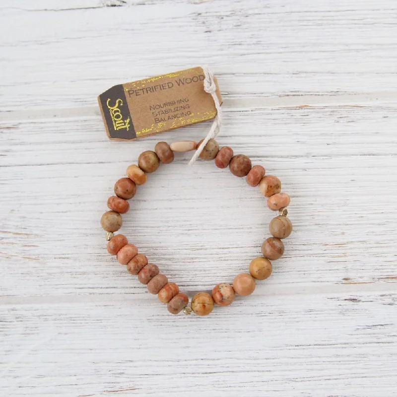 Fashion Bracelets for Women-Scout Petrified Wood Stone Stacking Bracelet