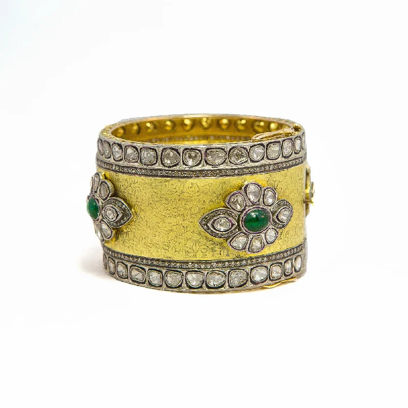 Traditional Kundan Bangles-Palace Gold and Emerald Bangle