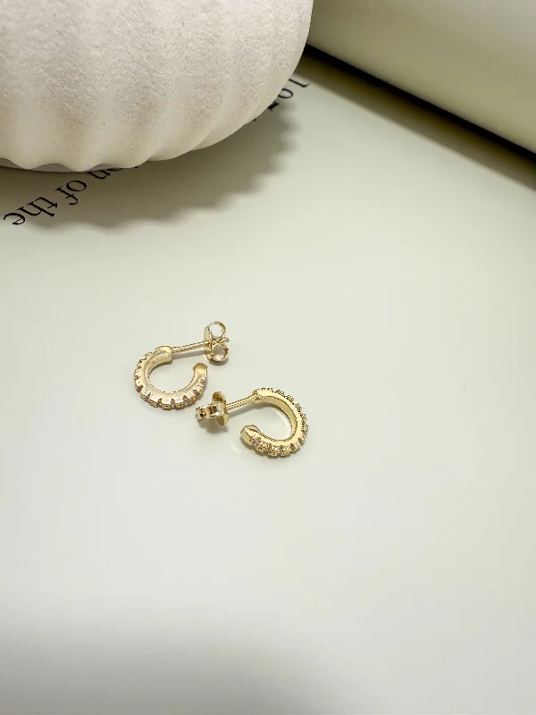 Pearl Hoop Earrings-Velani Dainty CZ  Earrings