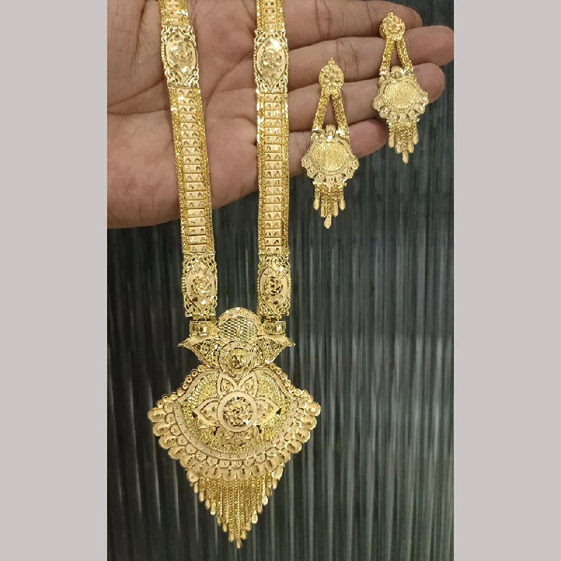 Gold Choker Necklace for Women-Pari Art Jewellery Forming Long Necklace Set