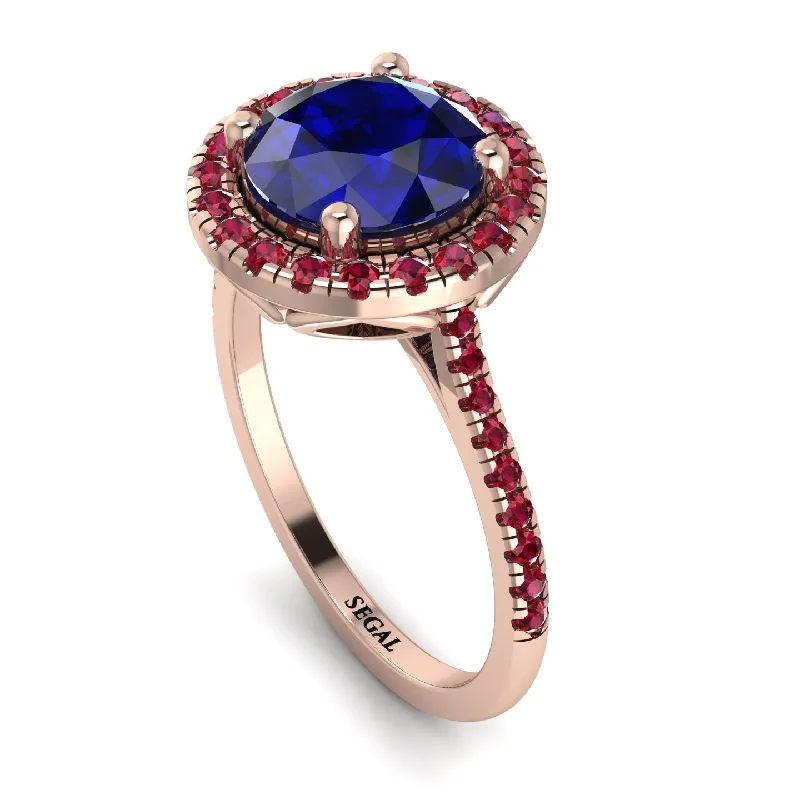 Black Diamond Ring-Gorgeous Round Cut Sapphire Pave Engagement Ring With Hidden Stone - Ellen No. 59