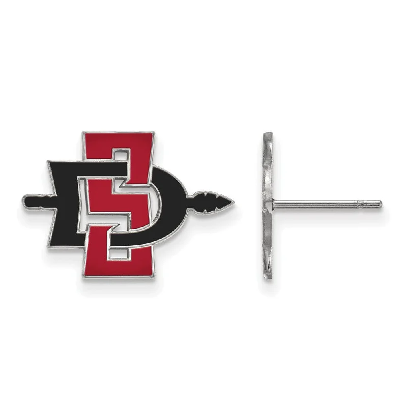 CZ Stud Earrings-Sterling Silver San Diego State University Small Post Earrings