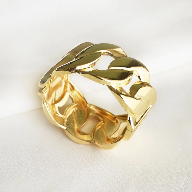 Stunning Gold Bangle Set-Chunky Chain Bangle