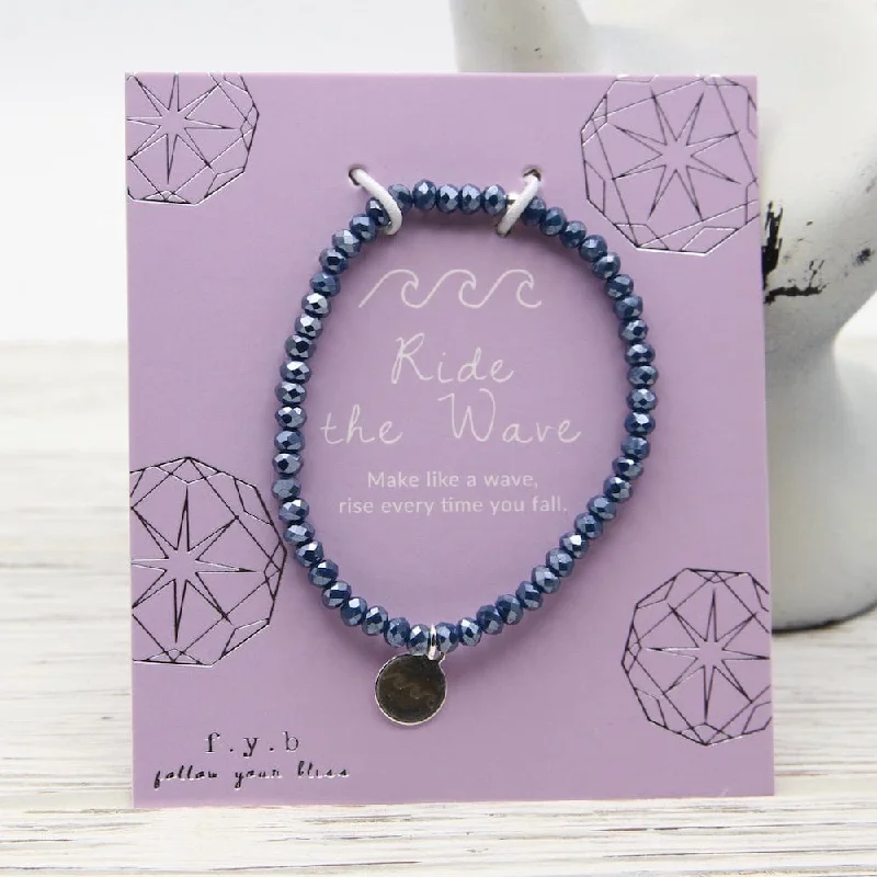 Crystal Bracelets for Women-Ride the Wave ~ Stretchy Navy Crystal Bracelet