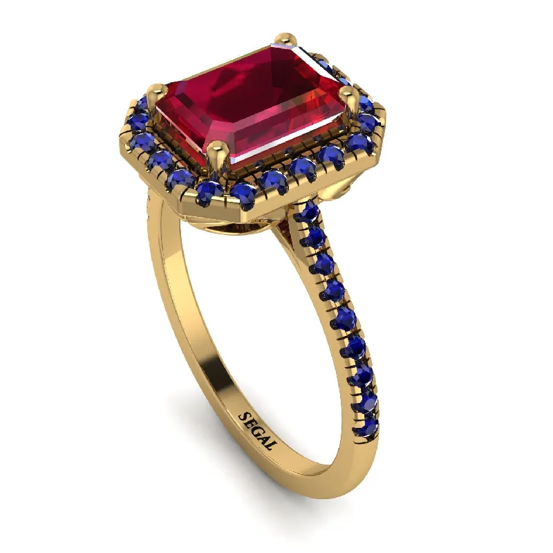 Personalized Promise Ring-Gorgeous Emerald Cut Ruby Pave Engagement Ring With Hidden Stone - Veronica No. 70