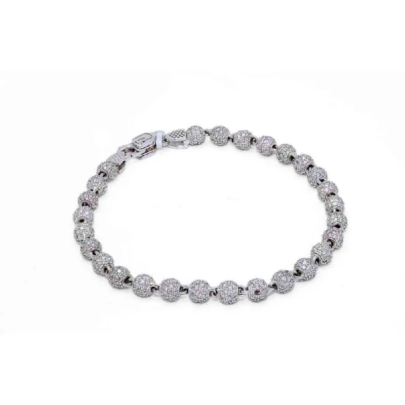 Friendship Bracelets for Teens-10K White Gold 11.8G Diamond Sphere Bracelet