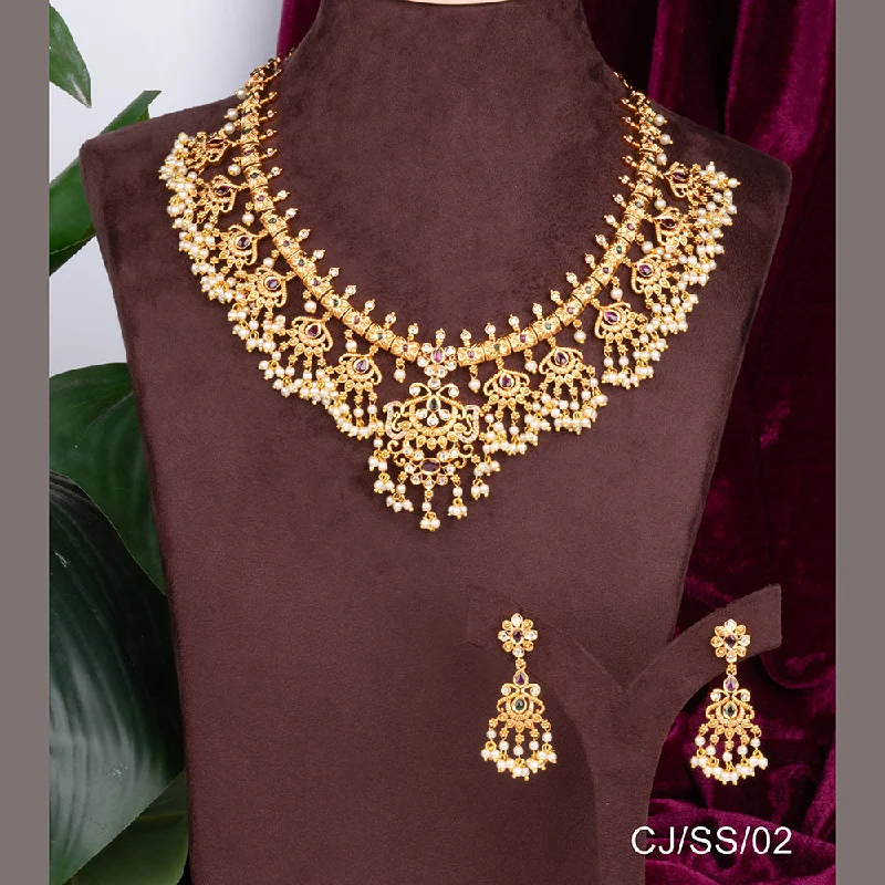 Bohemian Layered Necklace-Chiccharm Jewellery Brass and Copper Rajwadi Temple Hasli Necklace Set