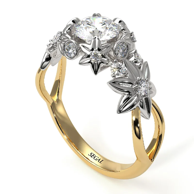 Luxury Diamond Ring-Two Tones Flowers And Branches Diamond Ring - Katherine no. 20