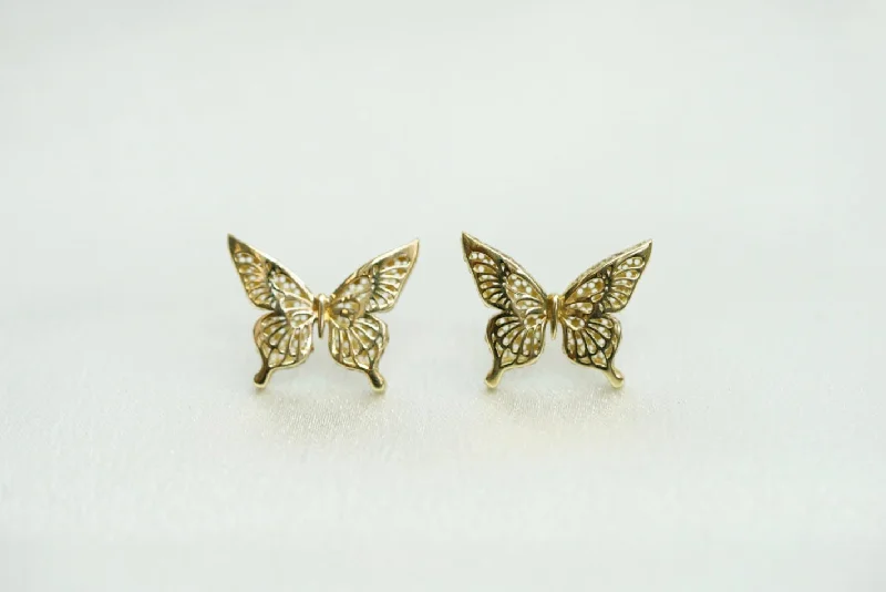 Gemstone Cluster Earrings-14k Butterfly Earrings