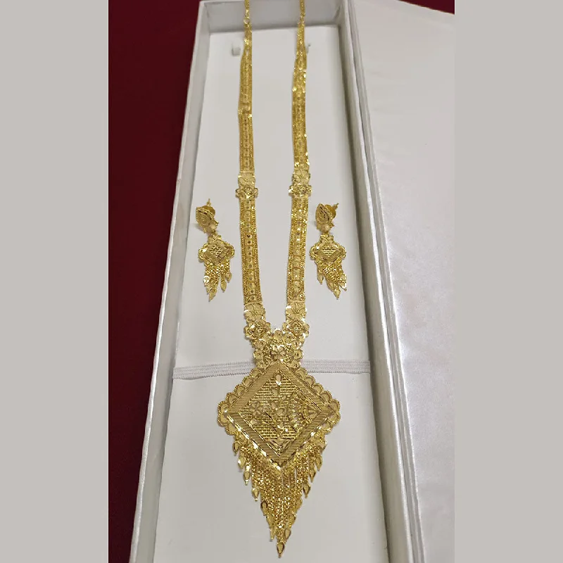 Gold Pendant Necklace for Women-Pari Art Jewellery Forming Long Necklace Set