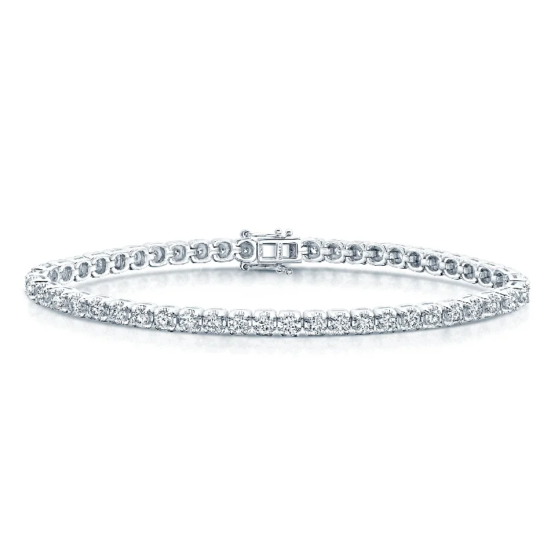 Unique Leather Bracelets-Platinum Diamond 4.00ct Claw Set Tennis Bracelet