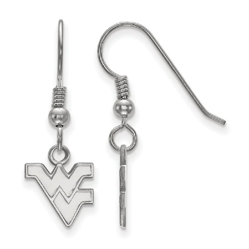 Abstract Shape Earrings-Sterling Silver West Virginia University XS Tiny Dangle Wire Earrings