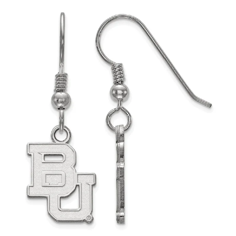 Unique Designer Earrings-Sterling Silver Baylor University Small Dangle Earrings