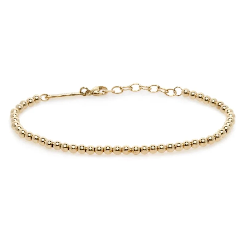 Diamond Tennis Bracelets-14k Gold 3mm Gold Beads Bracelet