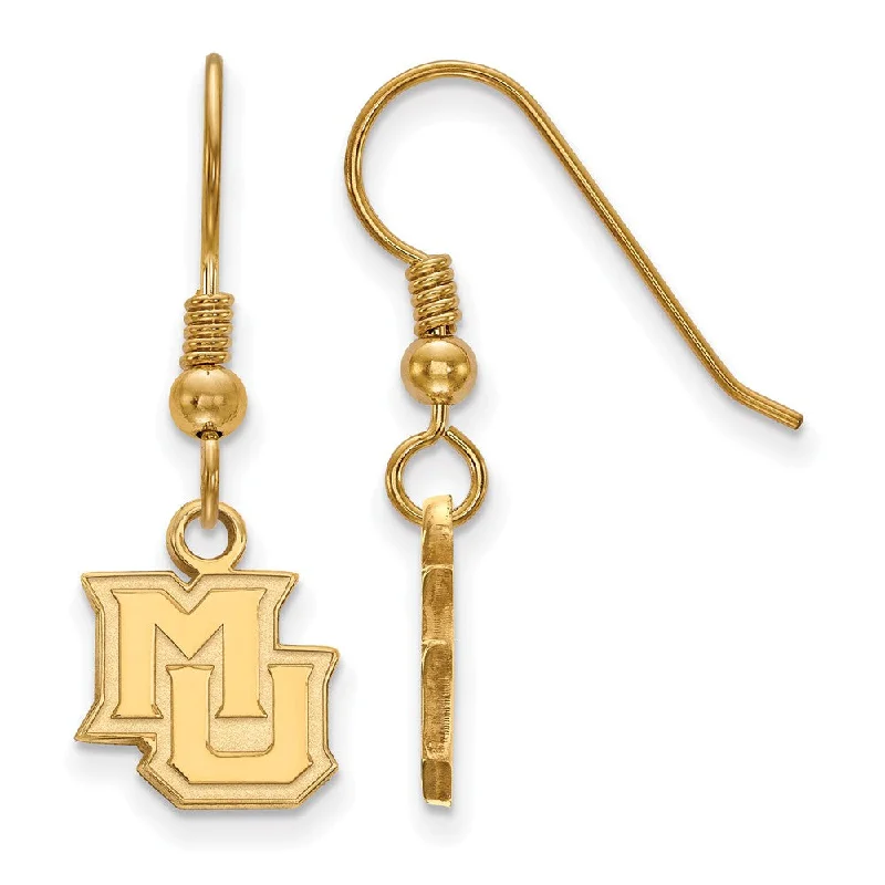 High-End Diamond Earrings-14k Gold Plated Silver Marquette University XS (Tiny) Dangle Earrings