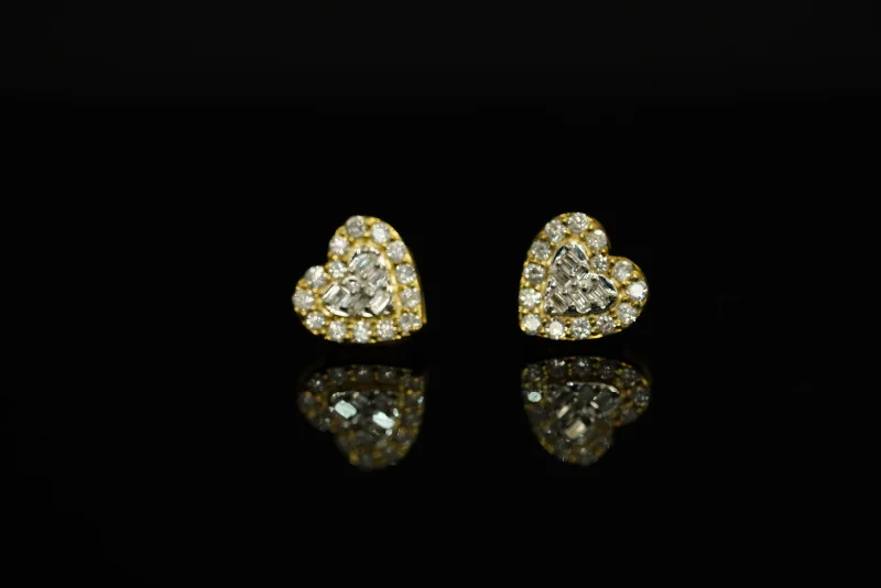 Beautiful Diamond Earrings-14k Diamond Heart Earrings