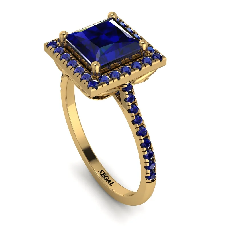 Silver Vintage Ring-Gorgeous Princess Cut Sapphire Pave Engagement Ring With Hidden Stone - Margot No. 73