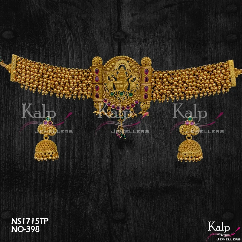 Luxury Gold Necklace-Kalp Jewellers Copper Gold Plated Choker Necklace Set