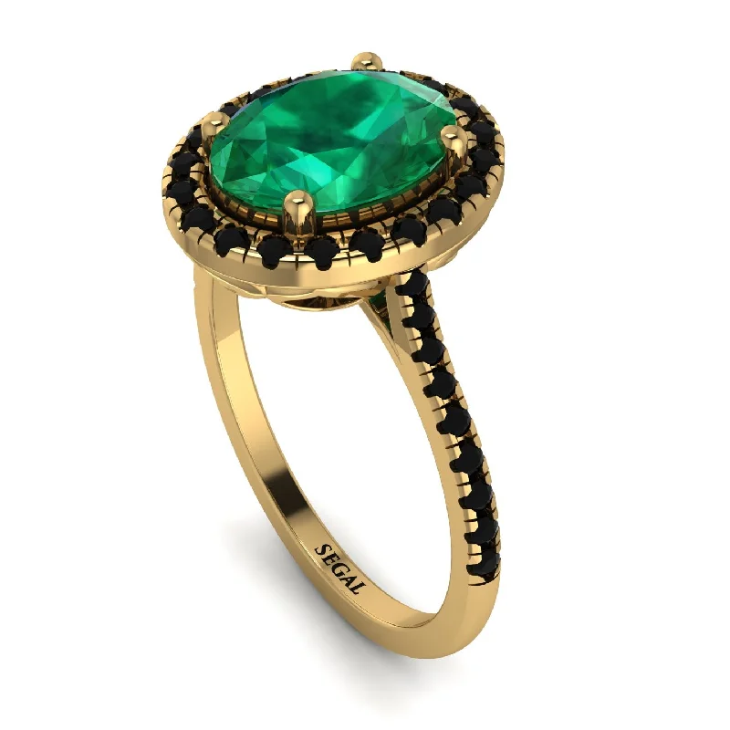 Fashionable Ruby Ring-Gorgeous Oval Cut Emerald Pave Engagement Ring With Hidden Stone - Phoebe No. 34