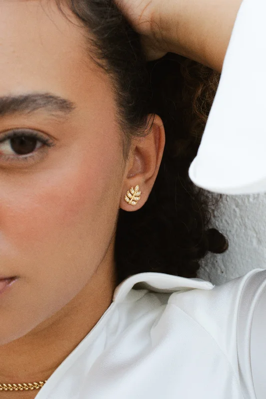 Crystal Hoop Earrings-Velani Guam Leaf Stud Earrings