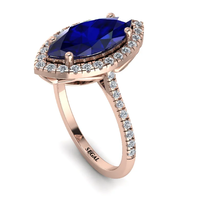 Personal Wedding Band Ring-Gorgeous Marquise Cut Sapphire Pave Engagement Ring With Hidden Stone - Miriam No. 14