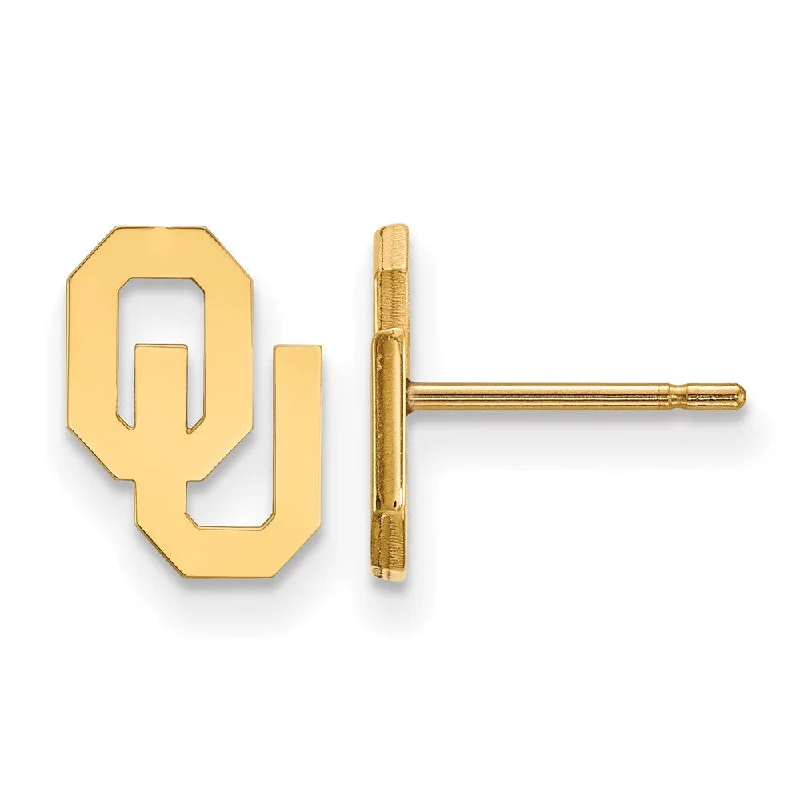 Elegant Drop Earrings-14k Yellow Gold University of Oklahoma XS (Tiny) Post Earrings