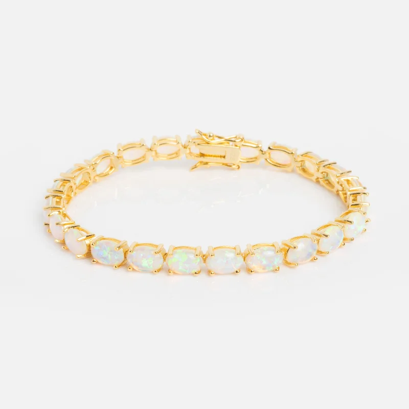 Unique Gemstone Bracelets-Eternal Blue Opal Tennis Bracelet