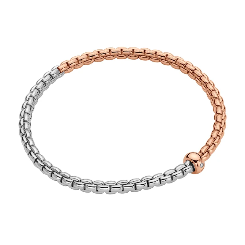 Luxury Gemstone Bracelets-Eka 18ct Rose & White Gold Bracelet With Single Diamond Rondel