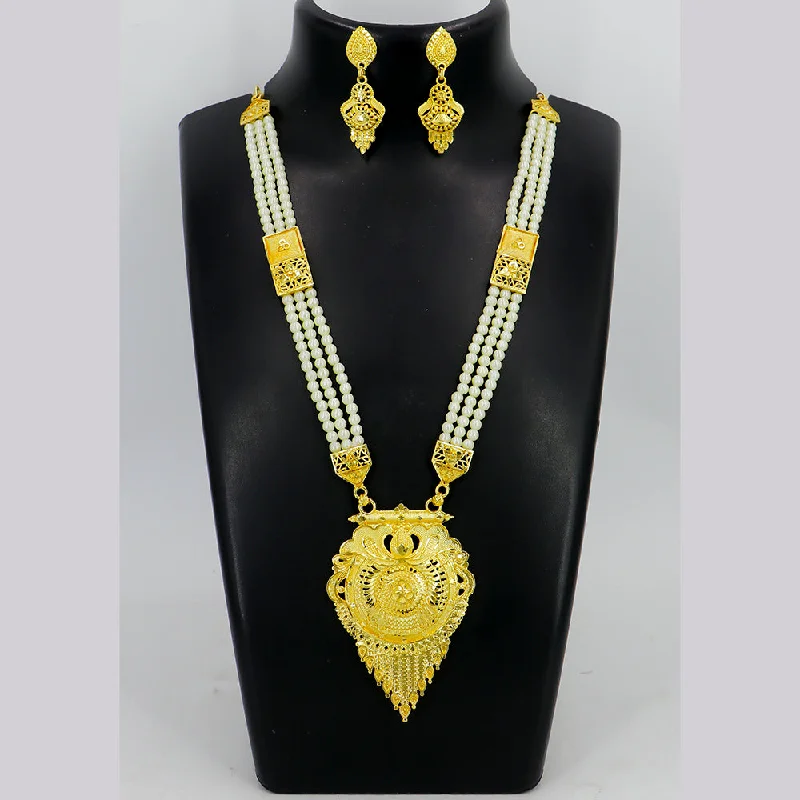 Cute Animal Pendant Necklace-Mahavir Gold Plated Pearls Necklace Set