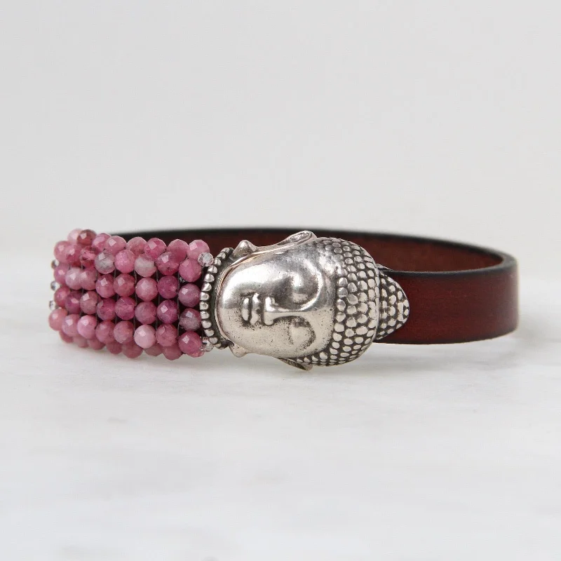 Double Bracelet Set-Cabbage Rose Pink Tourmaline & Buddha Bracelet