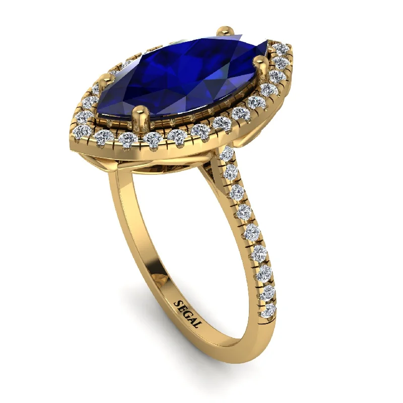 Modern Cocktail Diamond Ring-Gorgeous Marquise Cut Sapphire Pave Engagement Ring With Hidden Stone - Miriam No. 13