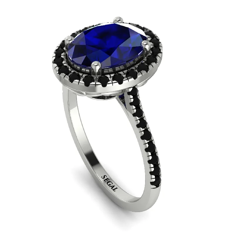 Luxury Diamond Ring-Gorgeous Oval Cut Sapphire Pave Engagement Ring With Hidden Stone - Phoebe No. 45