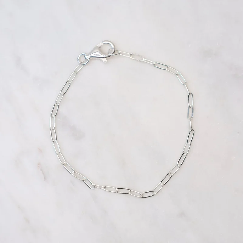 Adjustable Gemstone Bracelet-Medium Sterling Silver Flat Drawn Cable Chain Bracelet