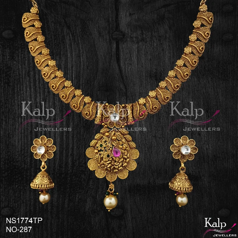 Cute Animal Pendant Necklace-Kalp Jewellers Copper Gold Plated Necklace Set