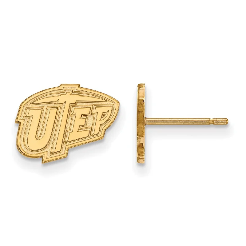 Trendy Ear Jackets-14k Gold Plated Silver University of Texas El Paso Post Earrings