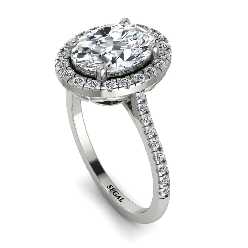 Custom Engagement Ring Set-Gorgeous Oval Cut Diamond Pave Engagement Ring With Hidden Stone - Phoebe No. 3