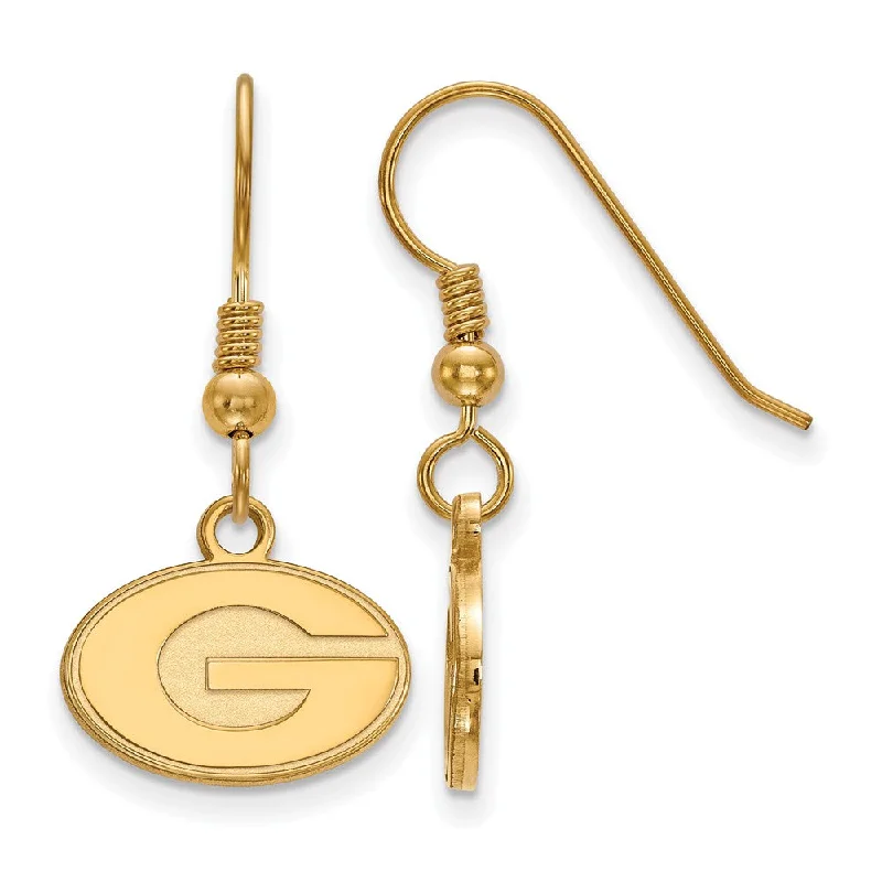 Luxurious Sapphire Earrings-14k Gold Plated Silver Univ. of Georgia XS (Tiny) Dangle Earrings