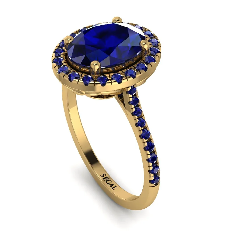 Silver Stackable Rings-Gorgeous Oval Cut Sapphire Pave Engagement Ring With Hidden Stone - Phoebe No. 73