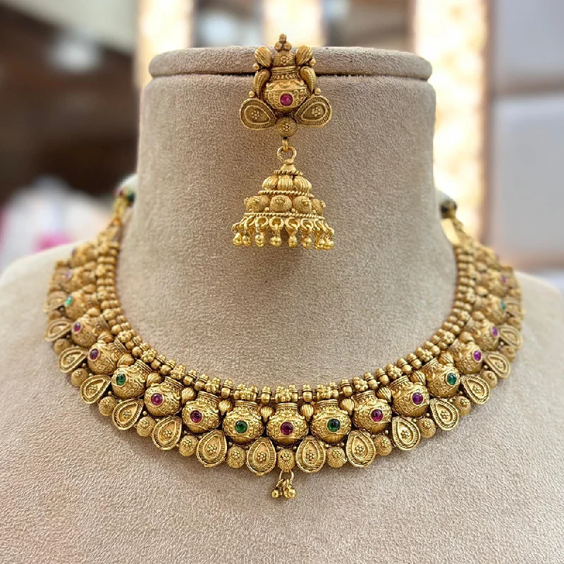 Bridal Wedding Necklace-Jewel Addiction Copper Gold Pota Stone Necklace Set