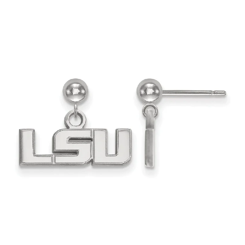 Abstract Shape Earrings-Sterling Silver Louisiana State University Ball Dangle Earrings