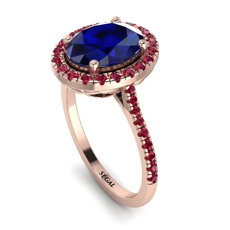 Heart Shaped Ring-Gorgeous Oval Cut Sapphire Pave Engagement Ring With Hidden Stone - Phoebe No. 59