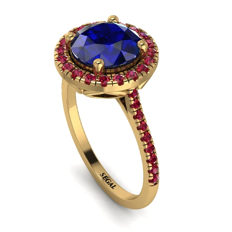 Boho Chic Ring-Gorgeous Round Cut Sapphire Pave Engagement Ring With Hidden Stone - Ellen No. 58