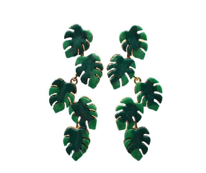 Statement Pendant Earrings-Split Leaf Earrings