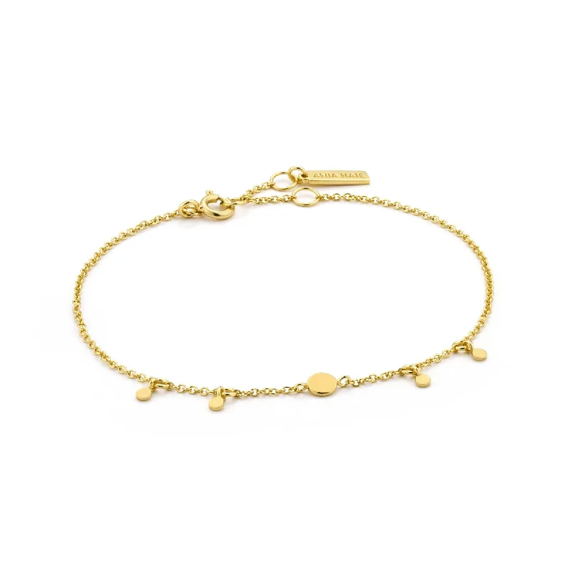 Adjustable Bead Bracelets for Women-Gold Geometry Drop Discs Bracelet